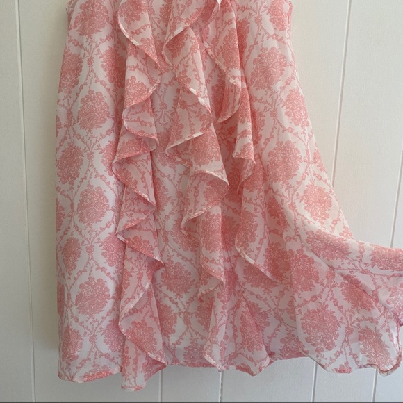 Girls 7/8 Toile Ruffle Dress Pink White DIsney - Picture 8 of 8